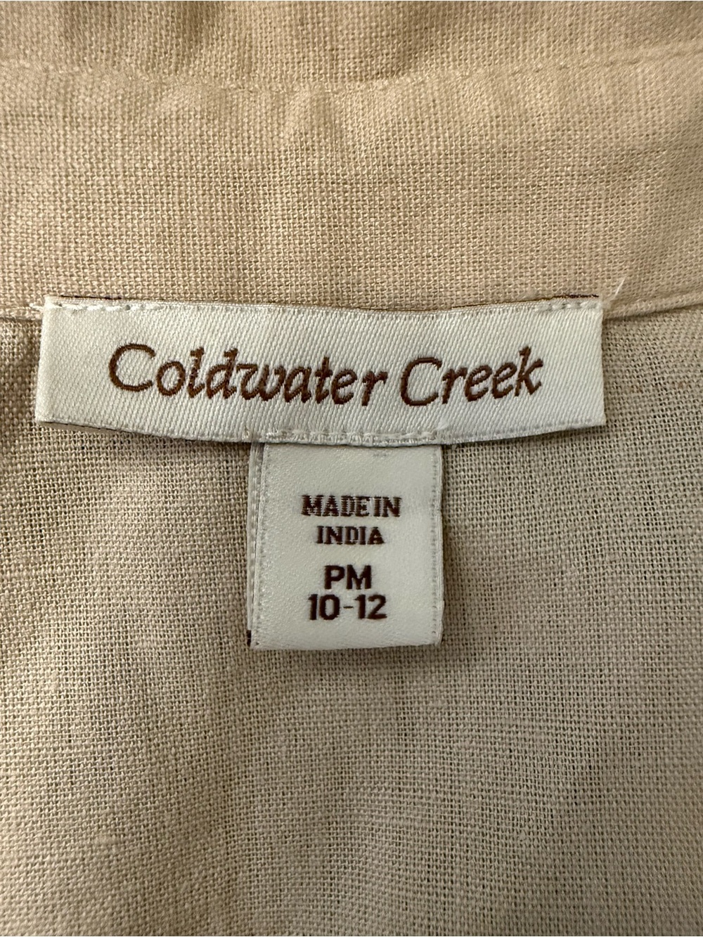 Coldwater Creek Linen Blend Lace Hem Buttons Blouse 10-12 Beige Boho Cottagecore - Picture 3 of 7